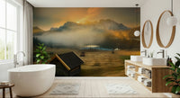 A graceful subtle pattern wall mural in cool, natural tones., GD5933