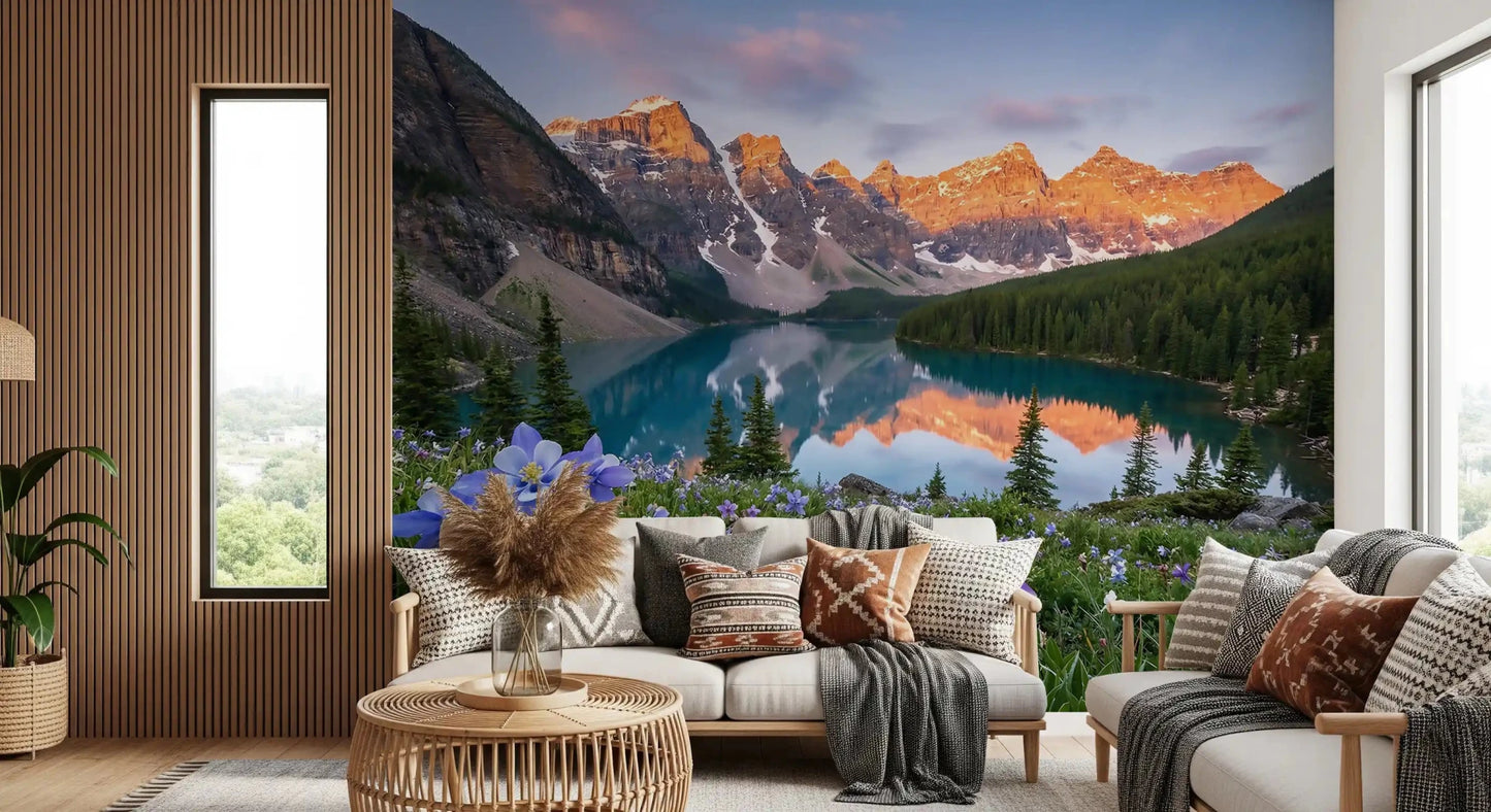 Tall pine forests wrap the shoreline in Alpine Glow Blooms wall mural.
GD9535