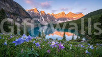 Soft pastel skies sit above the peaks of Alpine Glow Lakeside wall mural.GD9535
