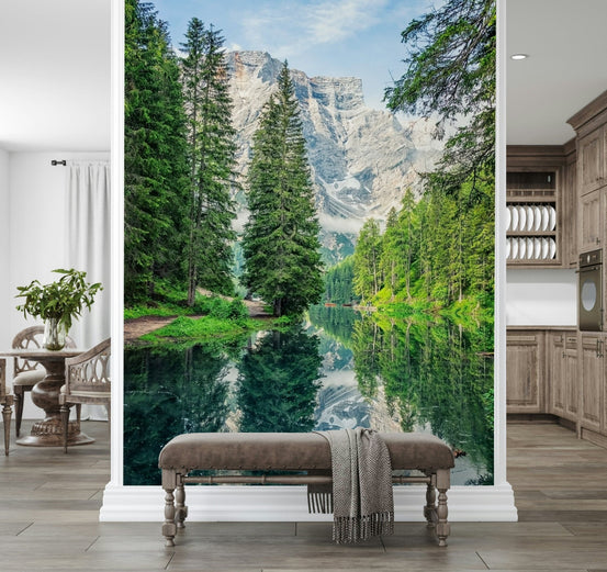 Alpine lake wall mural with crystal clear mountain reflections GD7281
