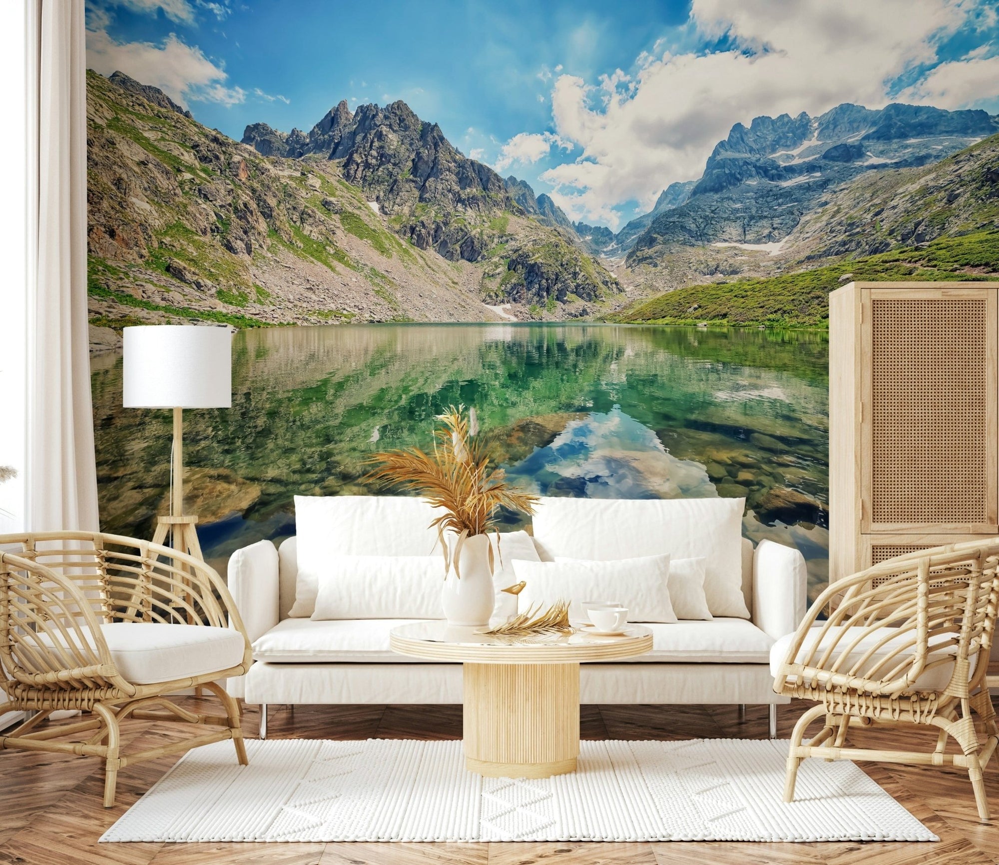 Alpine Lake Serenity Wall Mural with crystal clear mountain lake GD7326
