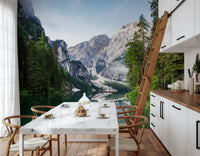 This kitchen corner feels fresher with Alpine Reflections Wall Mural and mirrored water