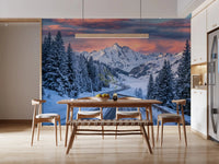 Dining space featuring Alpine Road Sunset Dream wall mural winding road scene, GD9227
