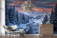  Hallway setup using Alpine Road Sunset Dream wall mural scenic view, GD9227