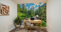 Nature wall mural for bedroom with alpine stream