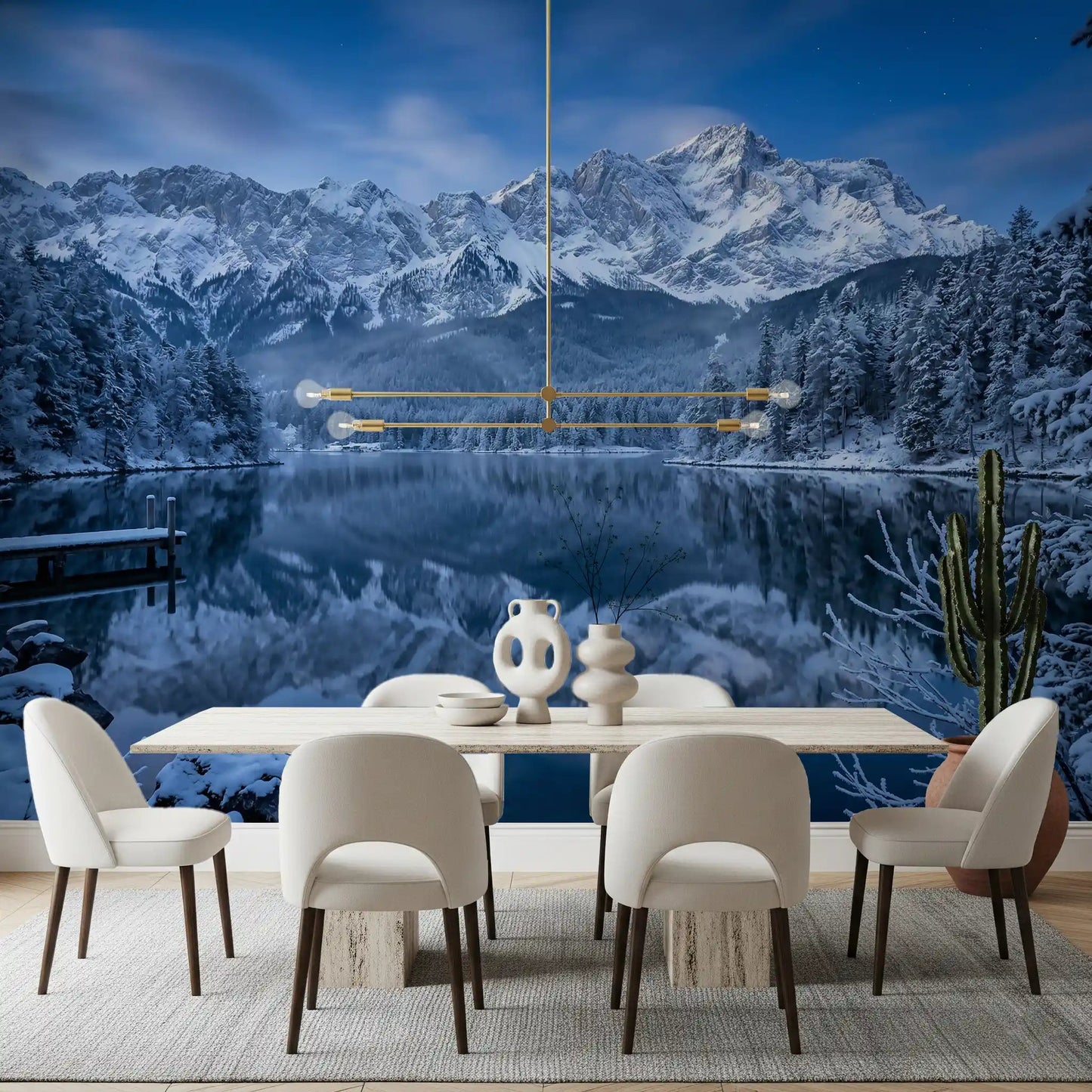 Wide scenic wall mural with Alpine Reflection mountain landscape