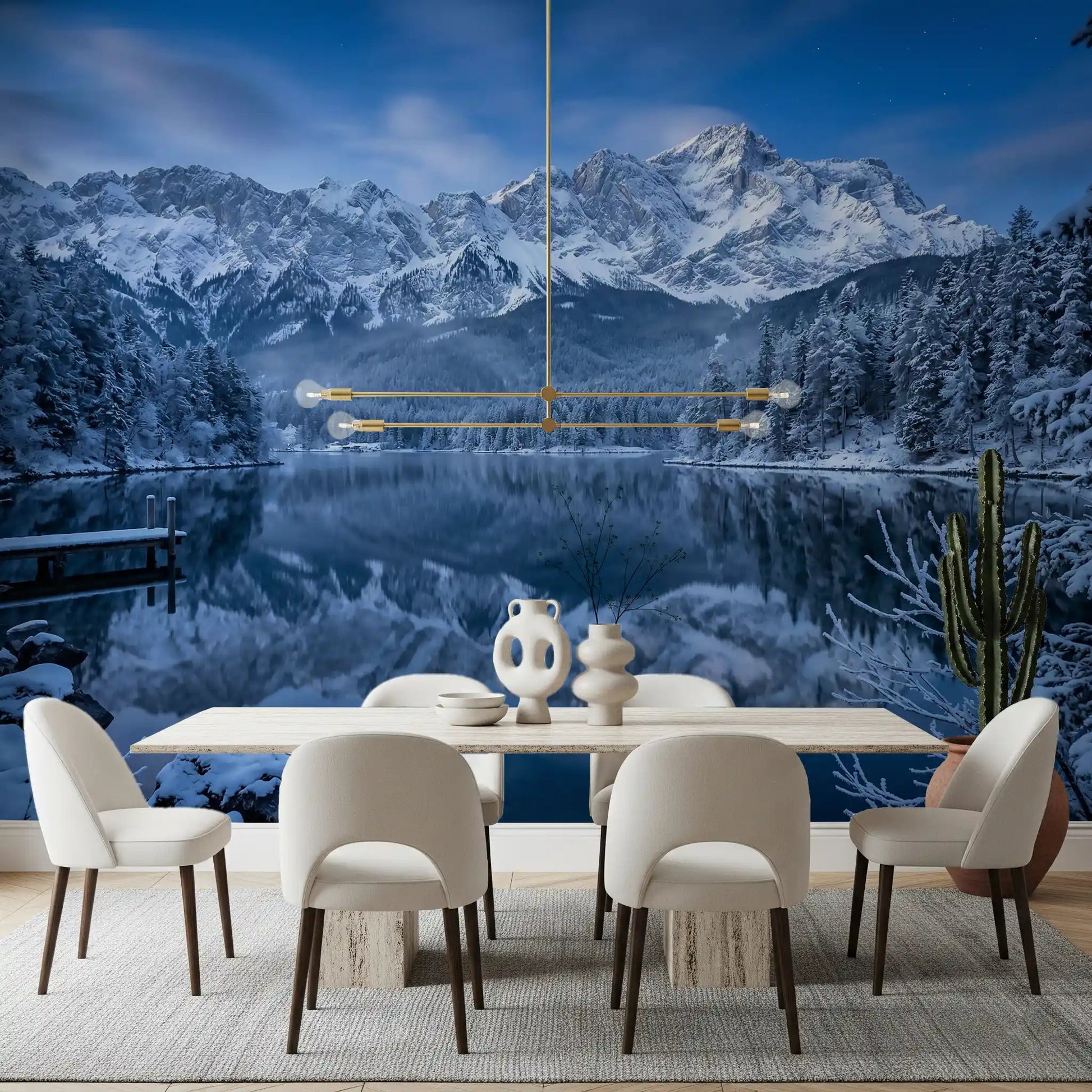 Wide scenic wall mural with Alpine Reflection mountain landscape