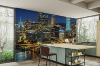 Iconic Pittsburgh skyline in the evening mural for bedrooms

