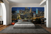 Peel-and-stick Pittsburgh skyline in the evening mural

