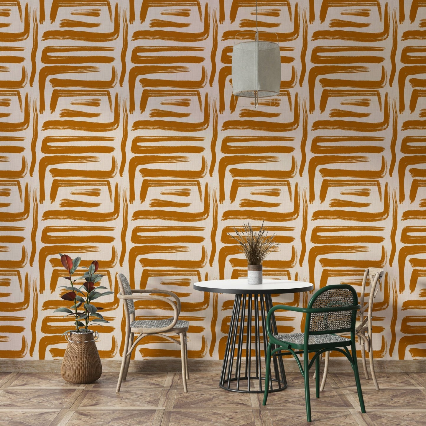 Amber orange mid century wallpaper  GD649, GD650
