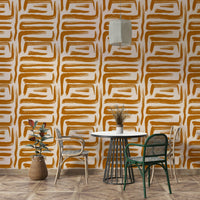 Amber orange mid century wallpaper  GD649, GD650