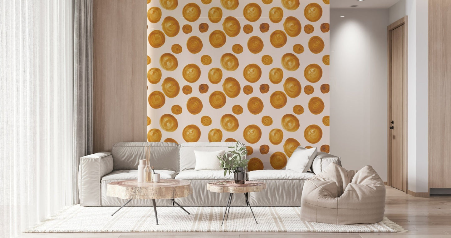 Textured Amber Circles Wallpaper⁠ watercolor finish