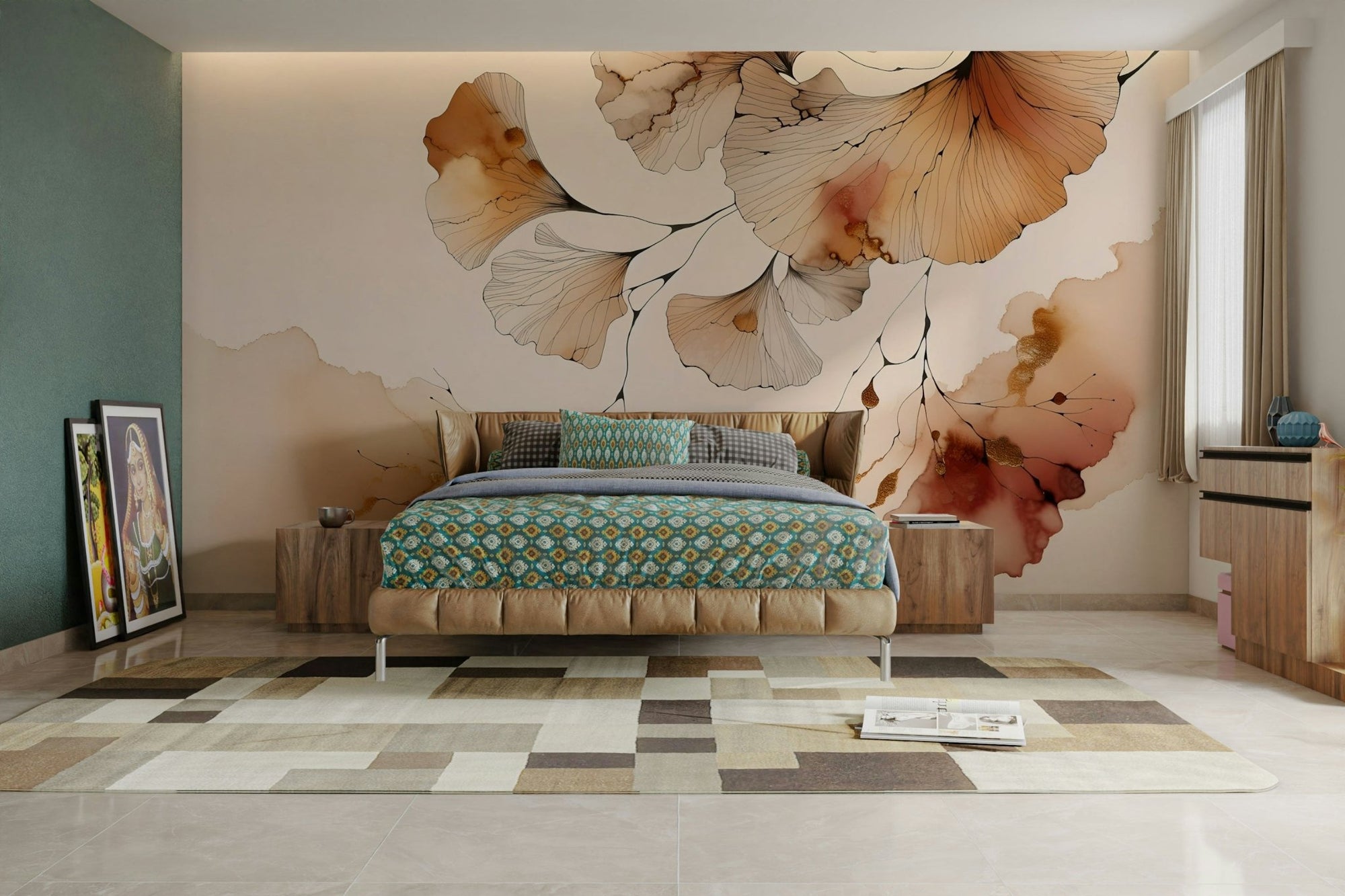 Amber Ginkgo Dreams Wall Mural for a warm touch., GD1590
