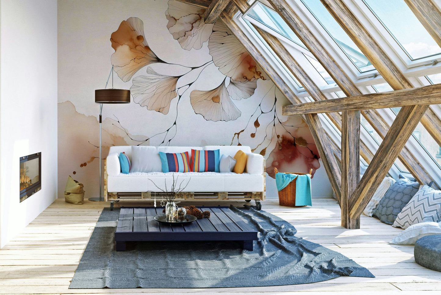 Ginkgo leaf wall art in warm amber shades for walls.

