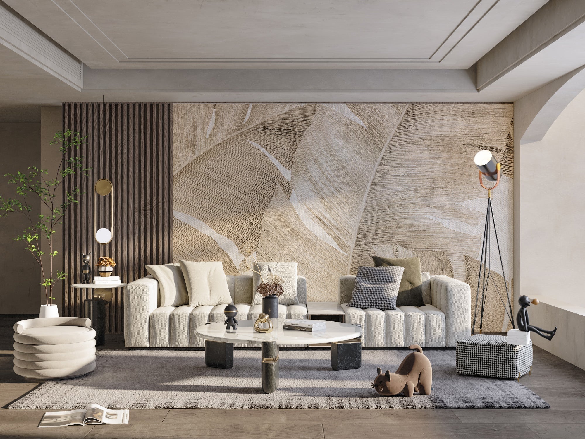 Elegant amber leaves wallpaper mural design C165