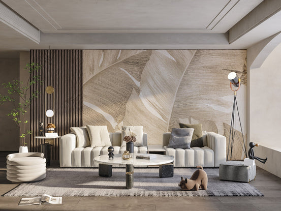 Elegant amber leaves wallpaper mural design C165
