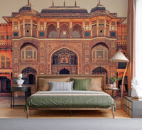 Amber Palace Grandeur Wall Mural with golden arches in a luxury hallway wall mural