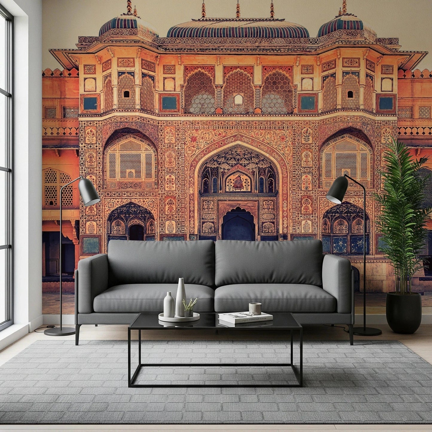 Amber Palace Grandeur Wall Mural with intricate patterns for a guest suite wallpaper