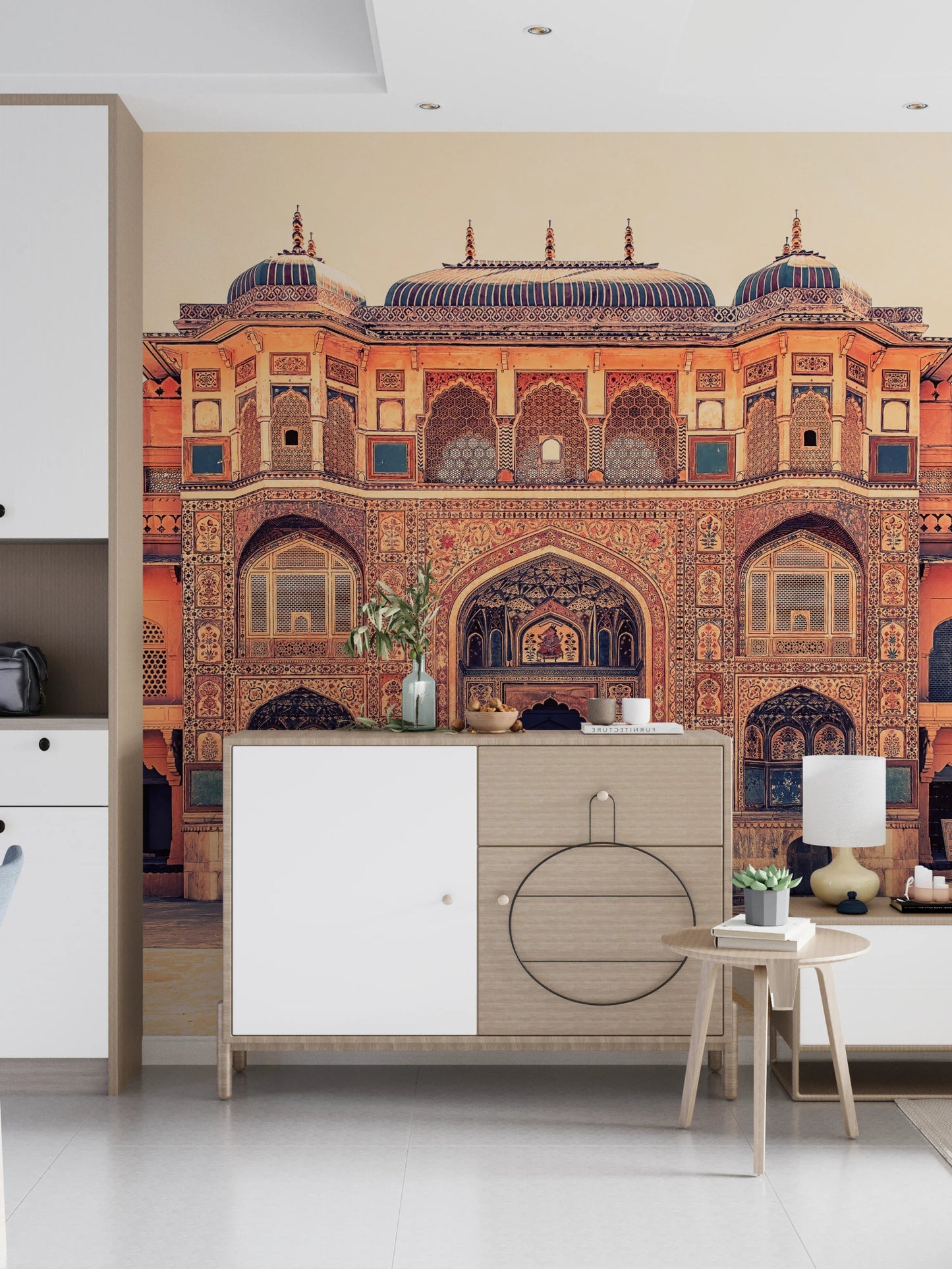 Amber Palace Grandeur Wall Mural with terracotta tones for a lounge area wallpaper