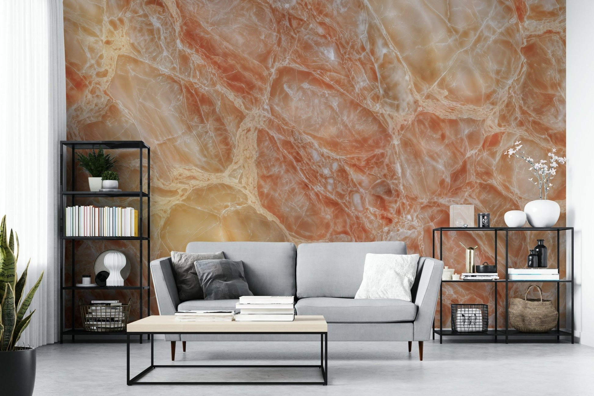 Rich amber hue stone design

