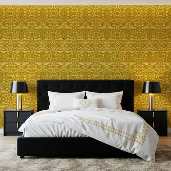 Saffron mustard abstract pattern Amber Trails wall mural., GD7462