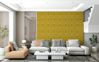 Artistic mustard tribal vibe Amber Trails wallpaper mural.