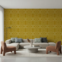 Amber Trails retro liquid swirl wallpaper mural design.