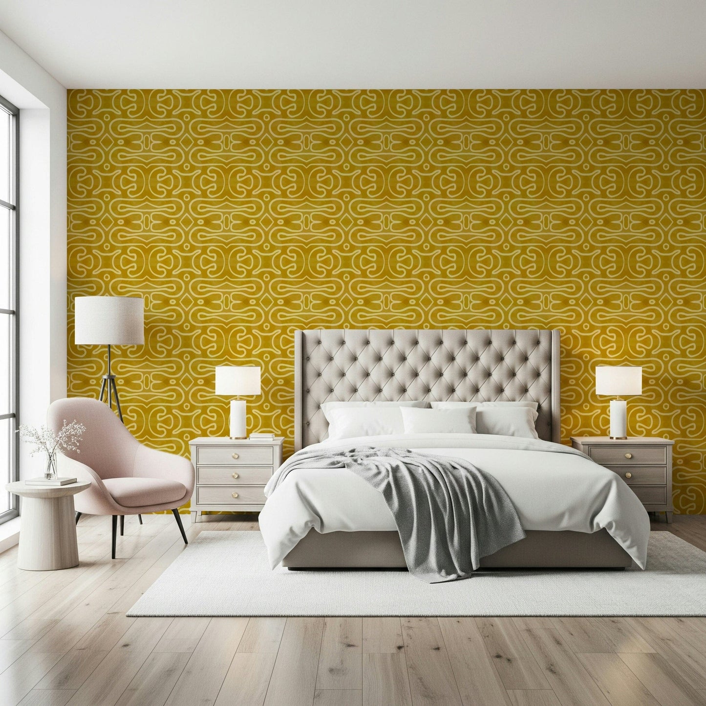 Amber Trails geometric yellow wallpaper for walls