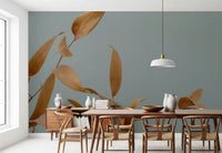 Soft blue and amber wallpaper for contemporary apartments.