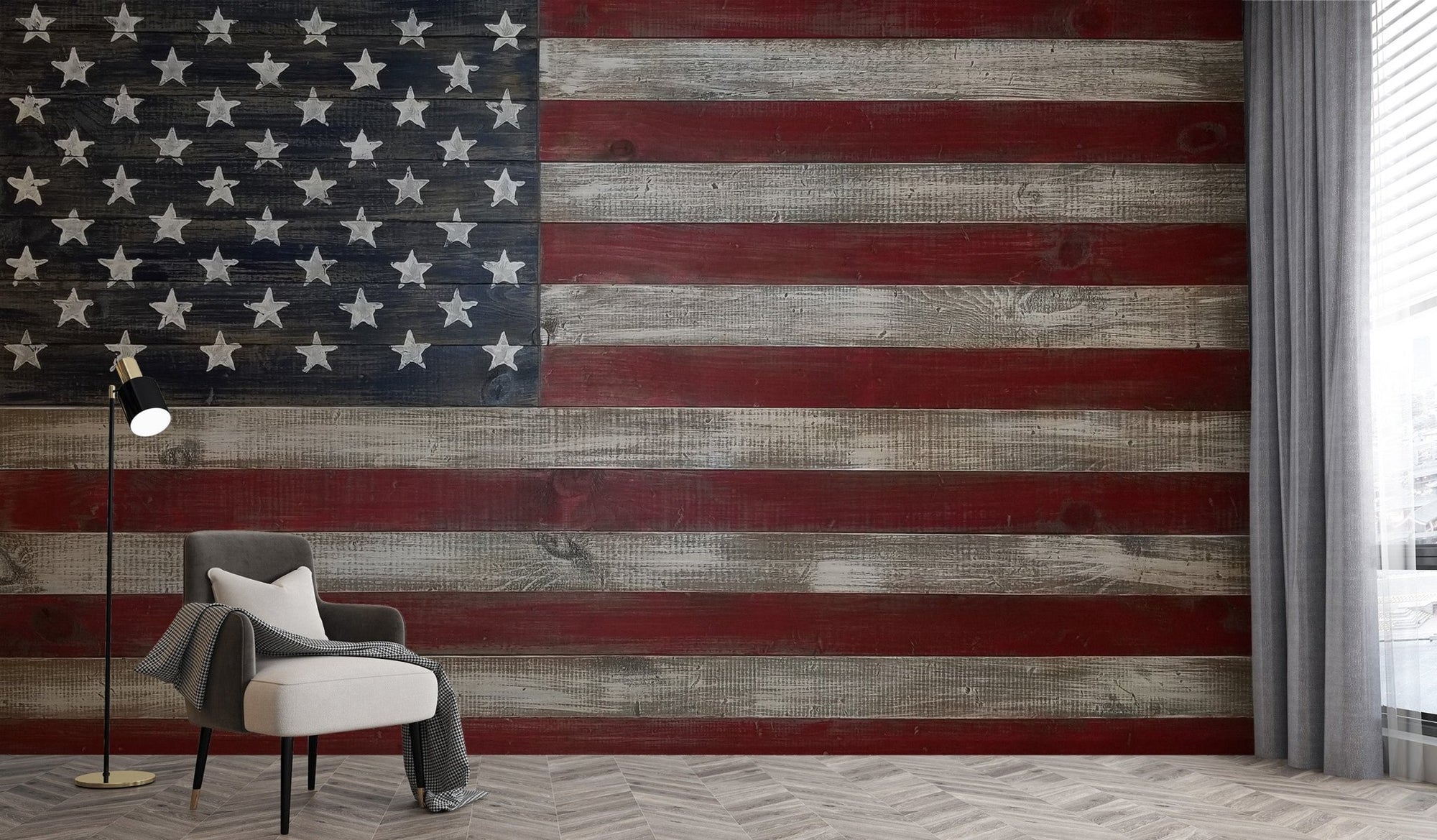 Bold American flag mural wallpaper living room C803

