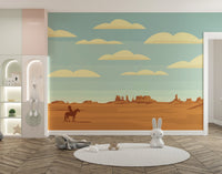 Wild West children wallpaper for rustic interiors
