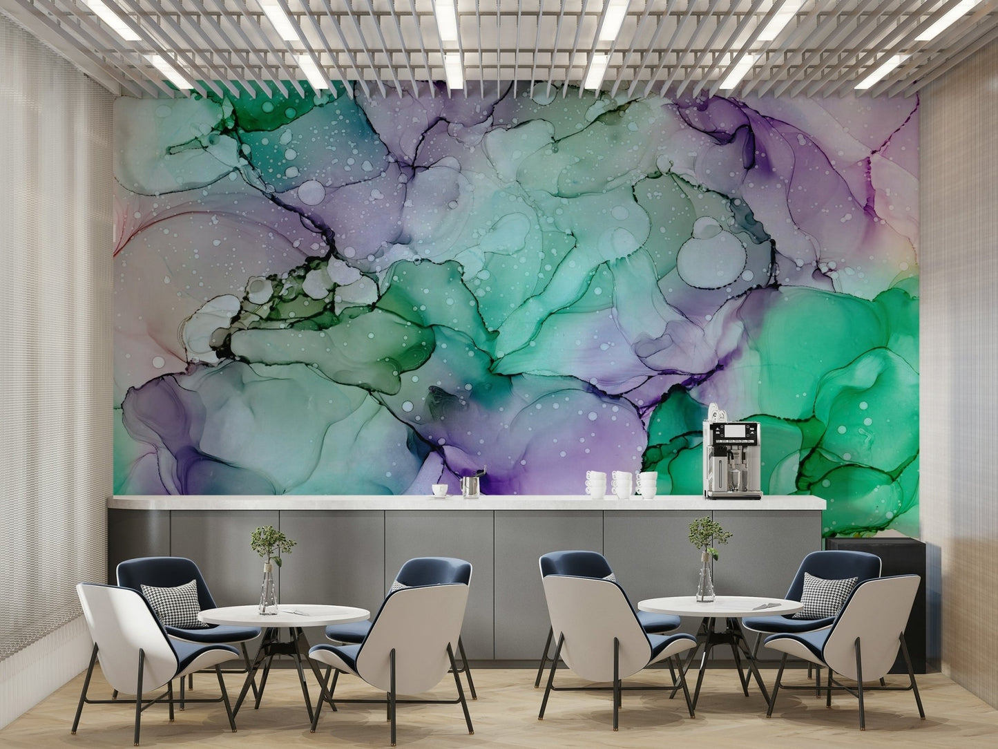 Abstract design with deep purple hues and shimmering accents

