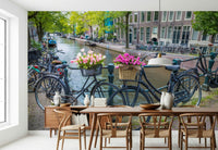 Basket of colorful flowers on Amsterdam Blooms on Wheels Wall Mural.
