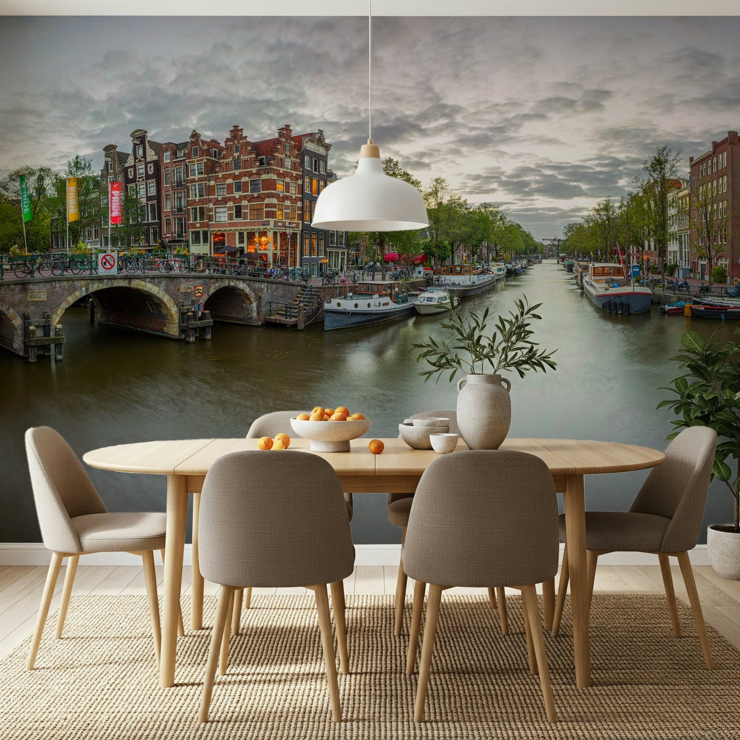 Scenic bicycle element on the Amsterdam Canal Charm Wall Mural.