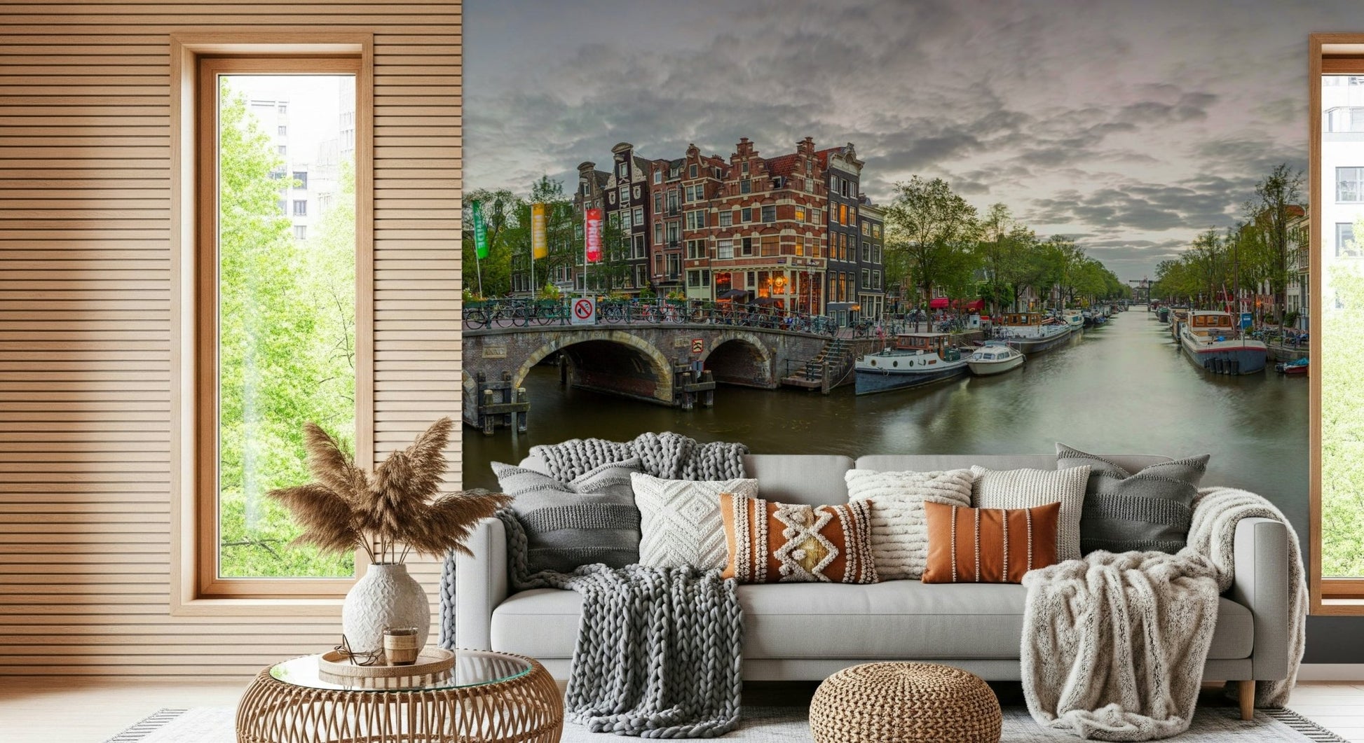 Leisure boats element on Amsterdam Canal Charm Wall Mural print.