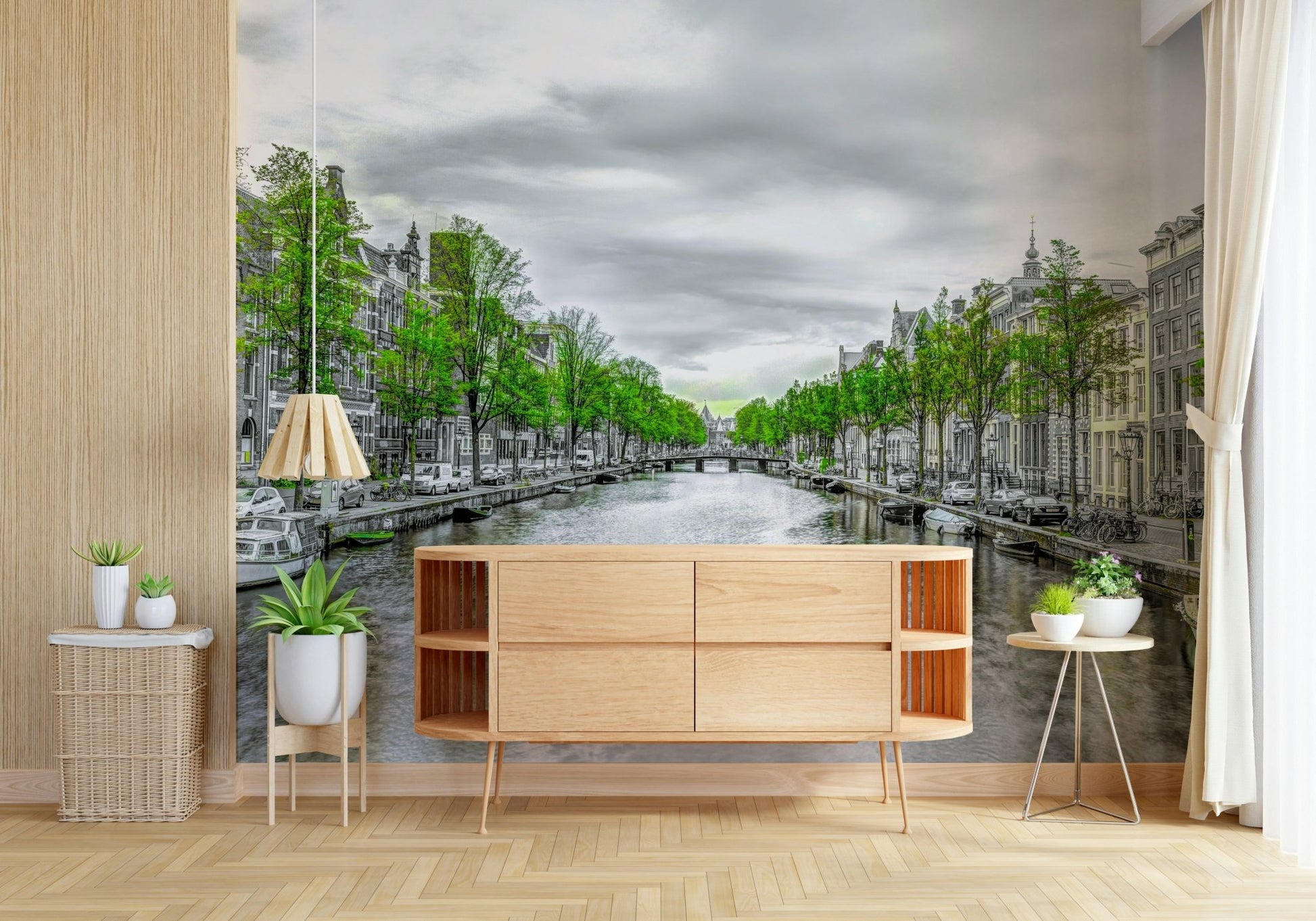Amsterdam Canal Serenity Wall Mural with soft natural lighting