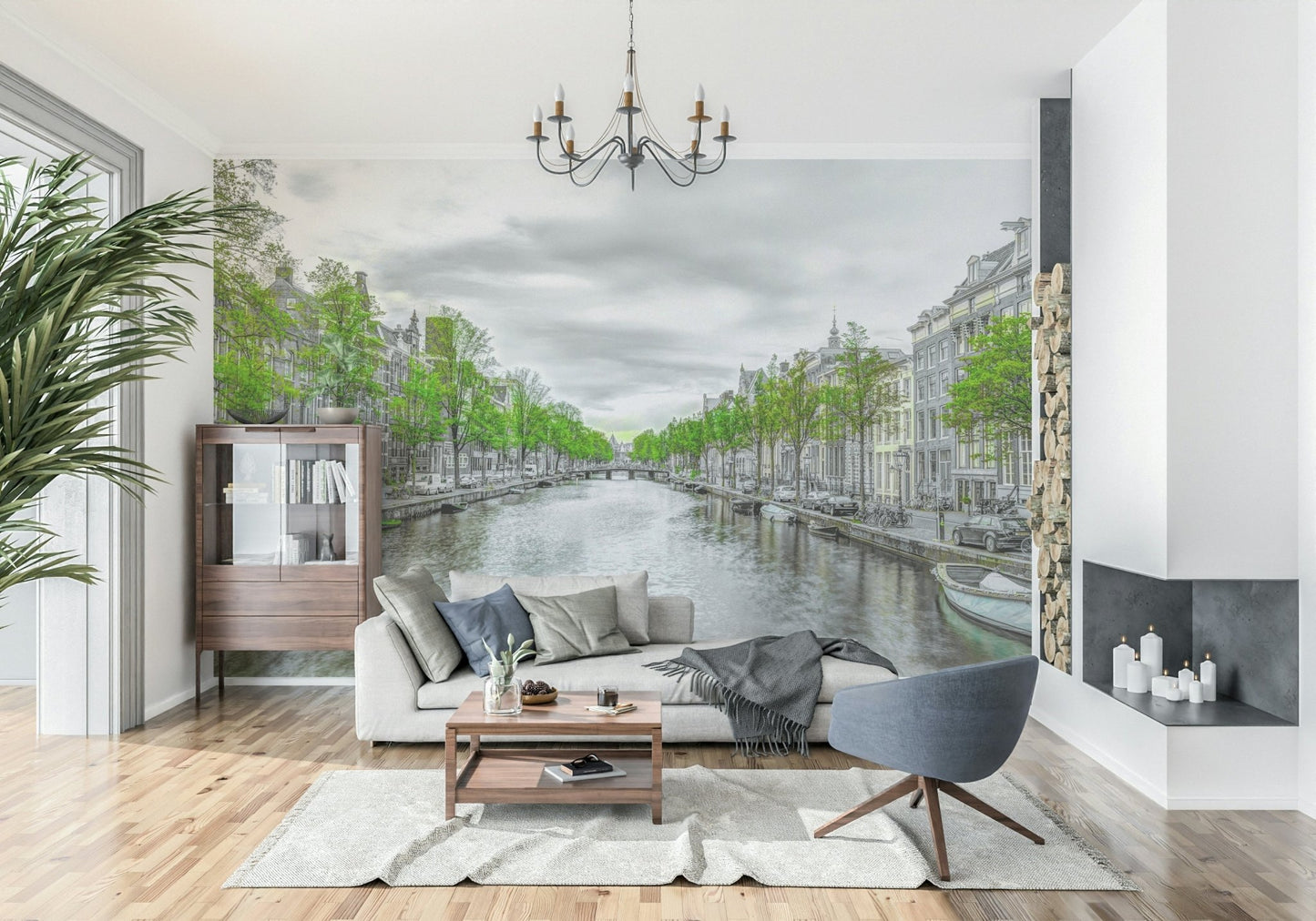 Amsterdam Canal Serenity Wall Mural for a sophisticated dining space