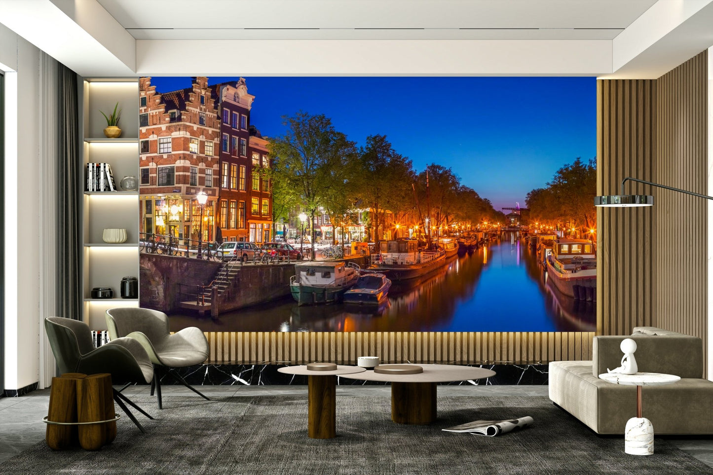 Amsterdam Night Canvas Wall Mural