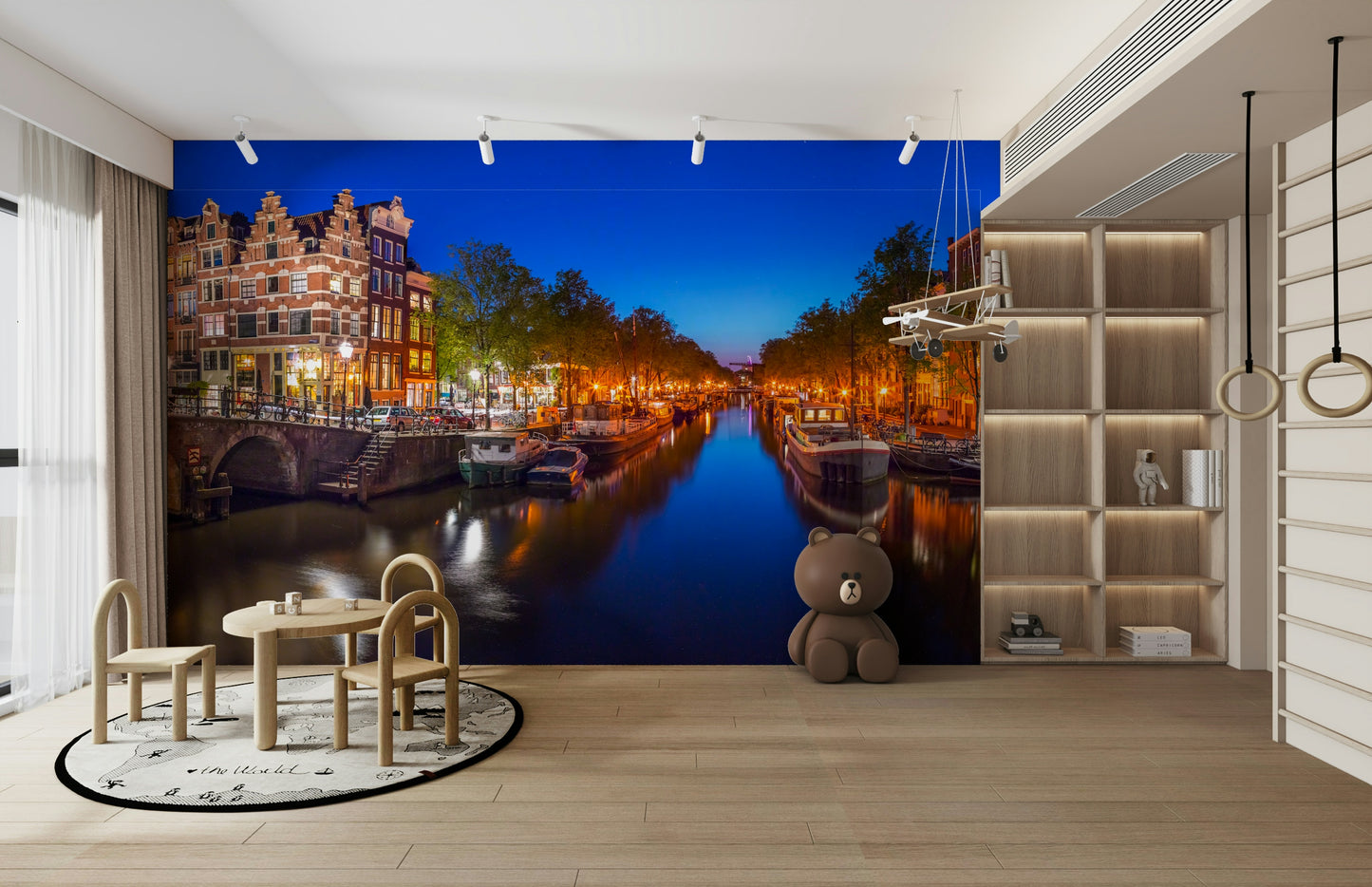 Amsterdam Night Canvas Wall Mural