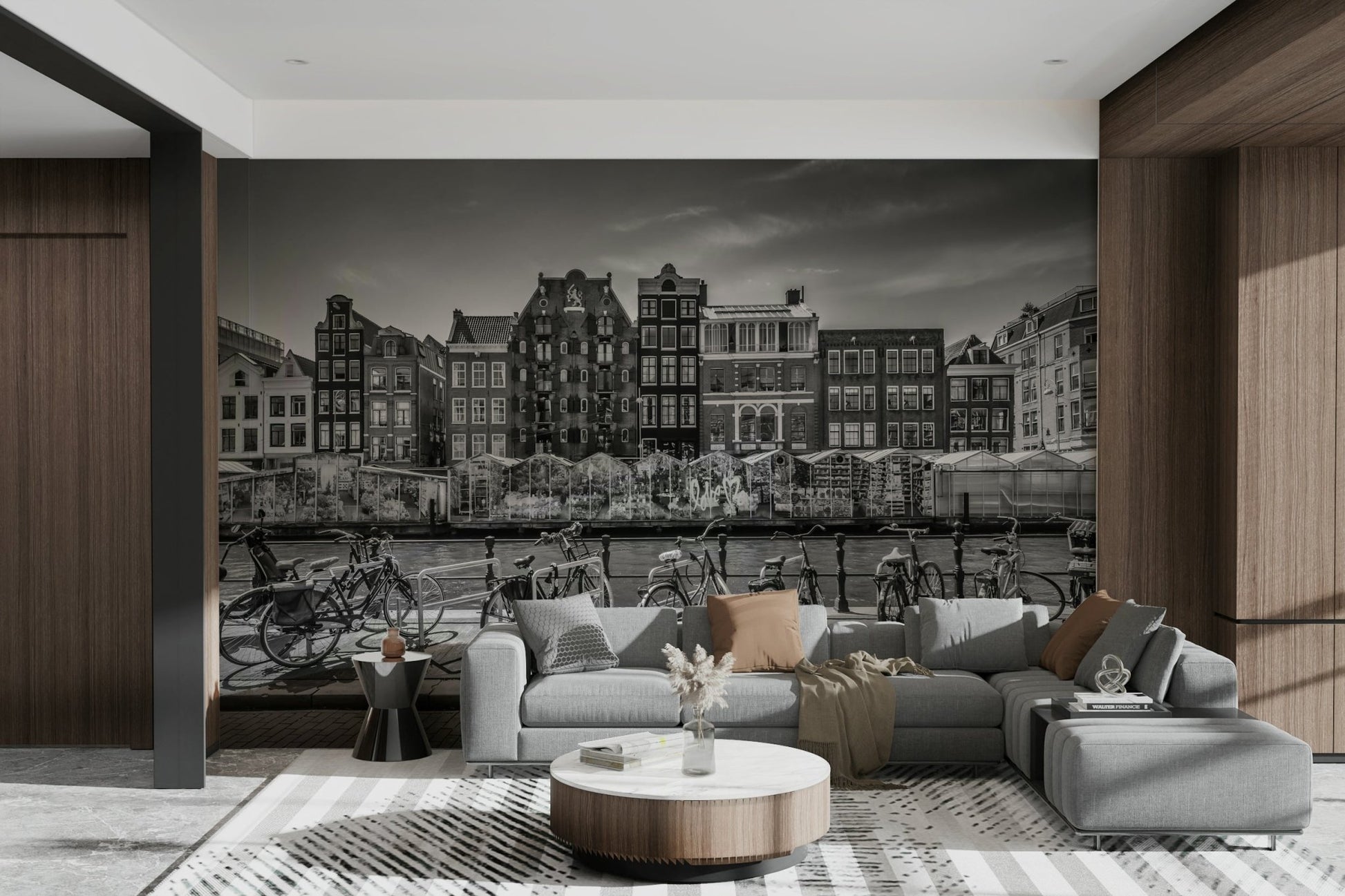 Elegant monochrome Singel Canal mural for modern spaces

