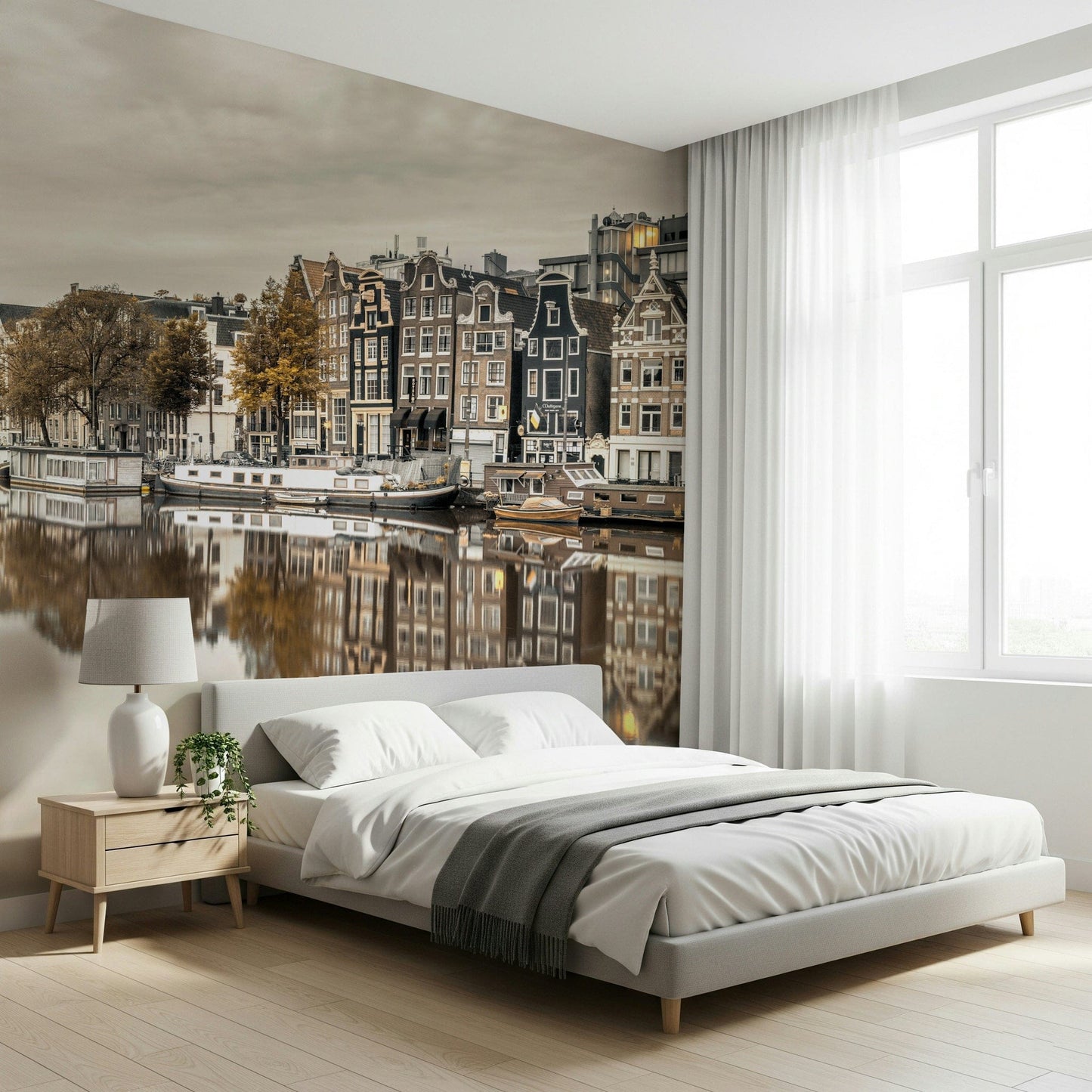 High resolution wall mural with a serene and moody urban atmosphere., GD2450