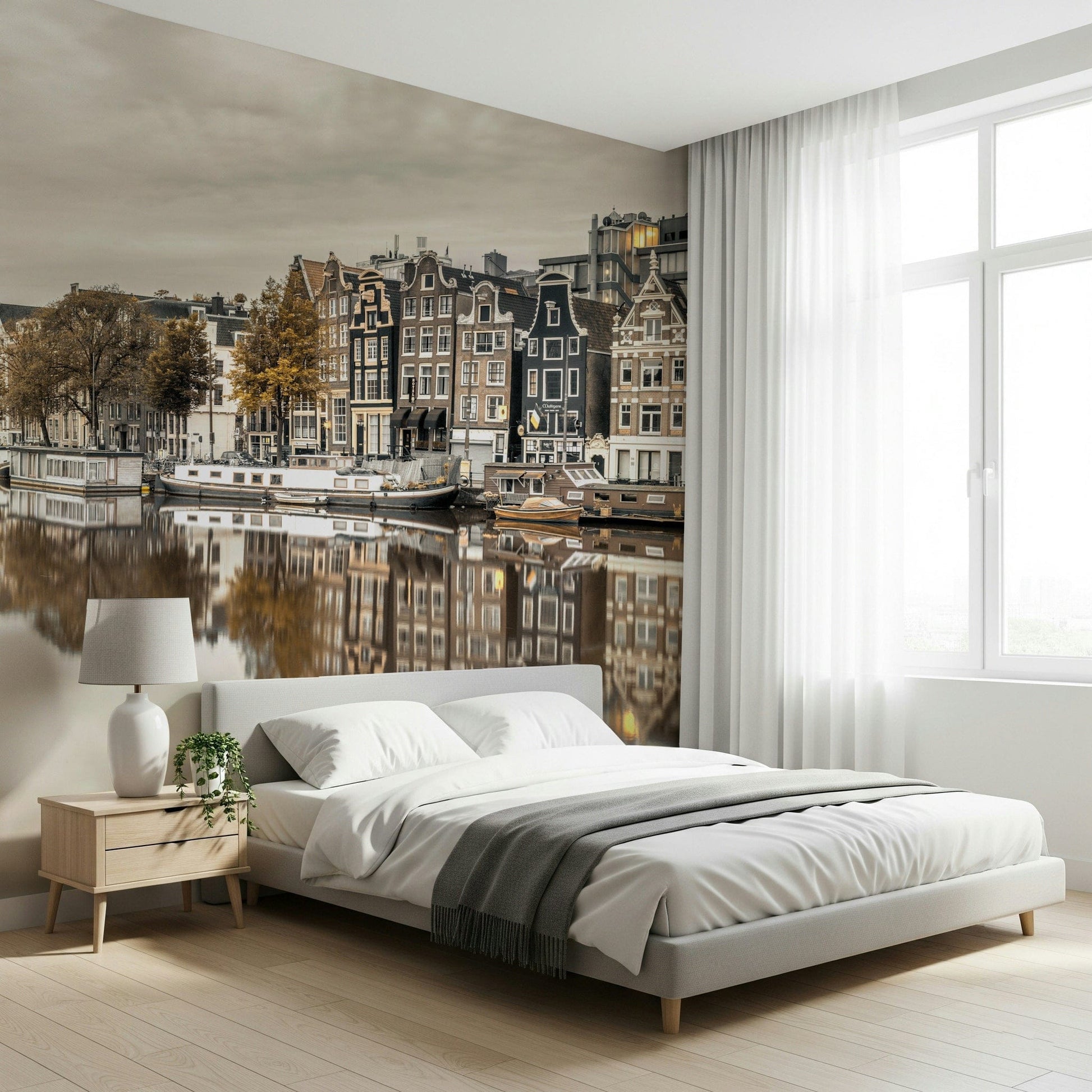 High resolution wall mural with a serene and moody urban atmosphere., GD2450