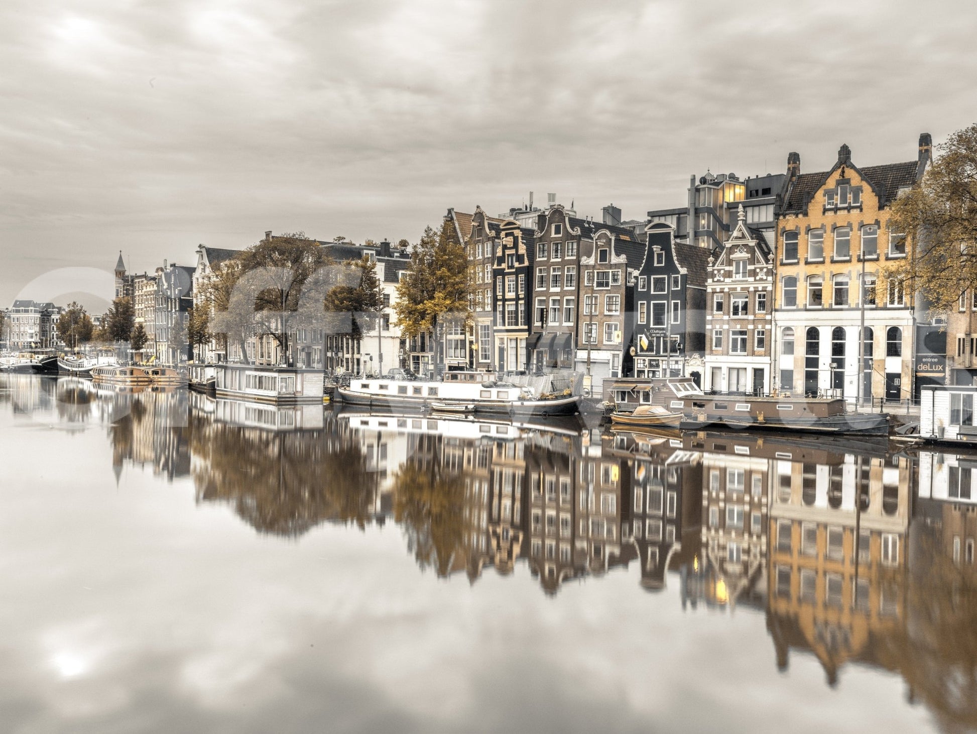 Artistic city vista wall mural showcasing iconic landmarks and clear reflections., GD2450