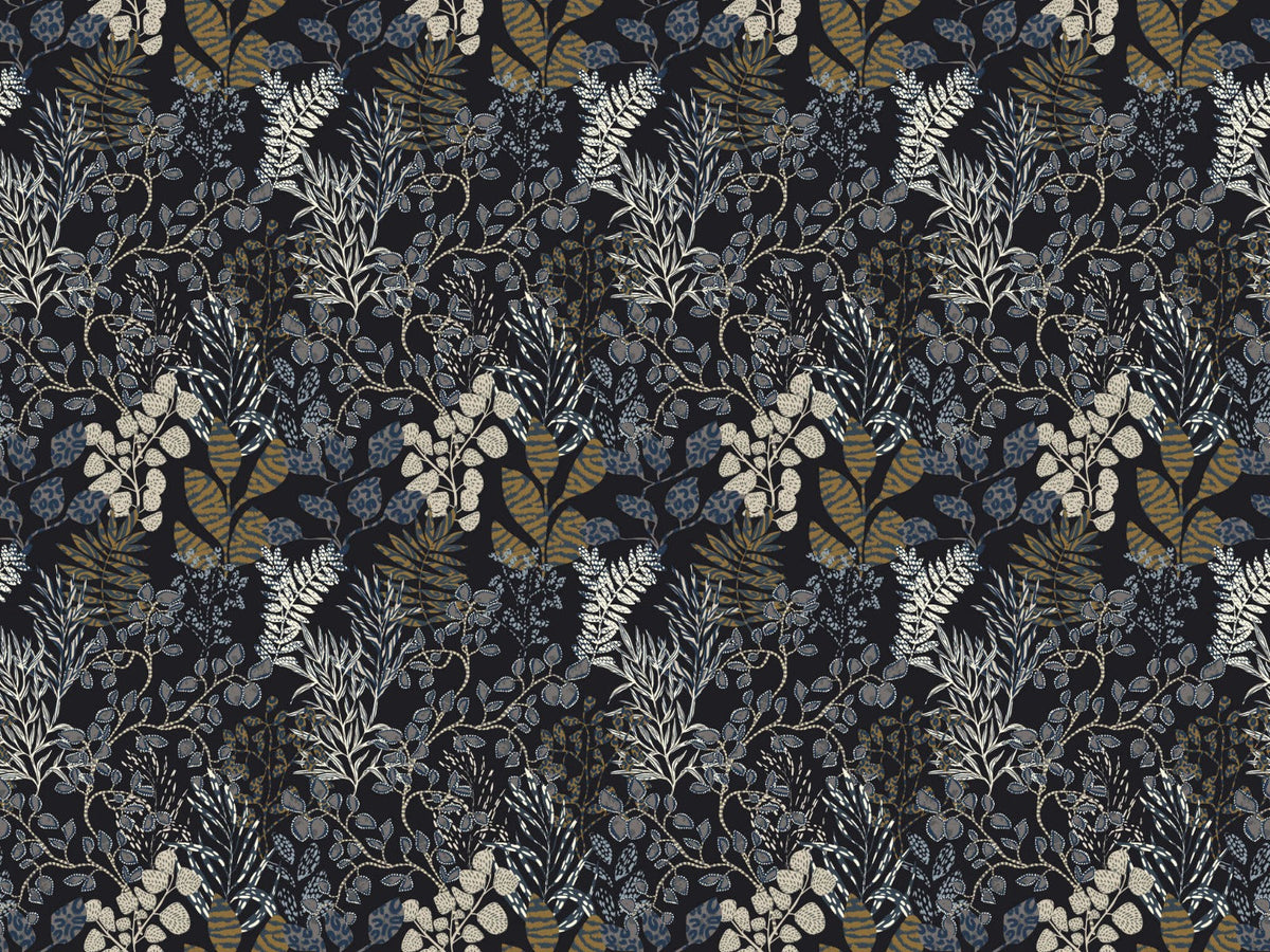 Midnight Botanical Gold Leaf Mural in your room — zoomed