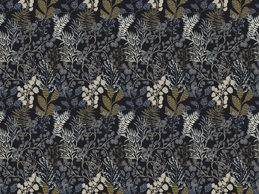Midnight Botanical Gold Leaf Mural