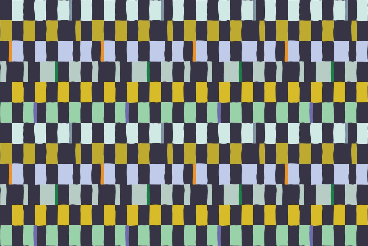 Colorful Bold Handdrawn Check Retro Wallpaper