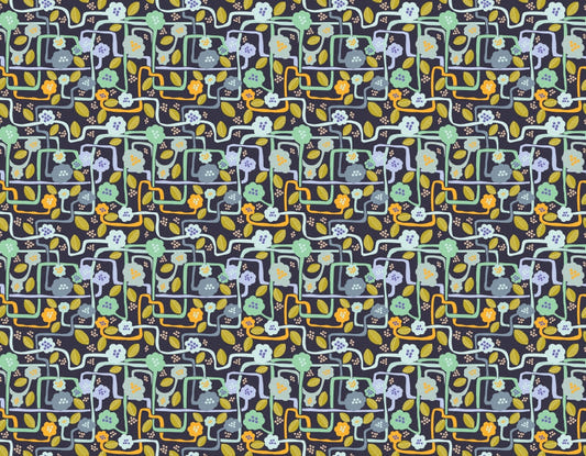 Floral Trails Dark Wallpaper