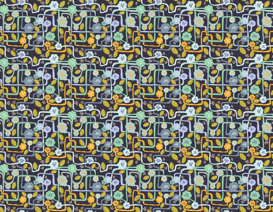 Floral Trails Dark Wallpaper