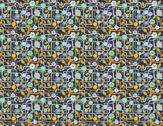 Floral Trails Dark Wallpaper