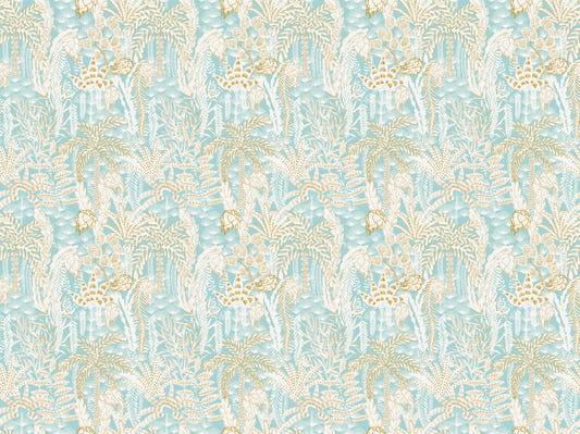 abstract palm fans teal wallpaper